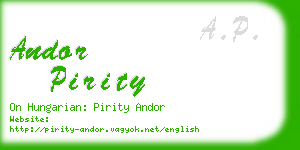 andor pirity business card